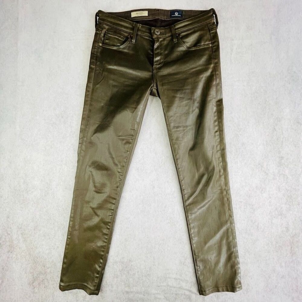 AG Adriano Goldschmied Leggings Womens Size 25 Brown Vegan Ankle Coated Pants